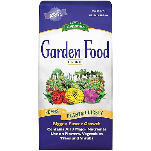Espoma 10-10-10 Garden Food, 6.75-Pound Bag; Promotes Growth in All Flowering Plants, Trees, Shrubs, and Vegetables. Granular for Easy Application. Pack of One.