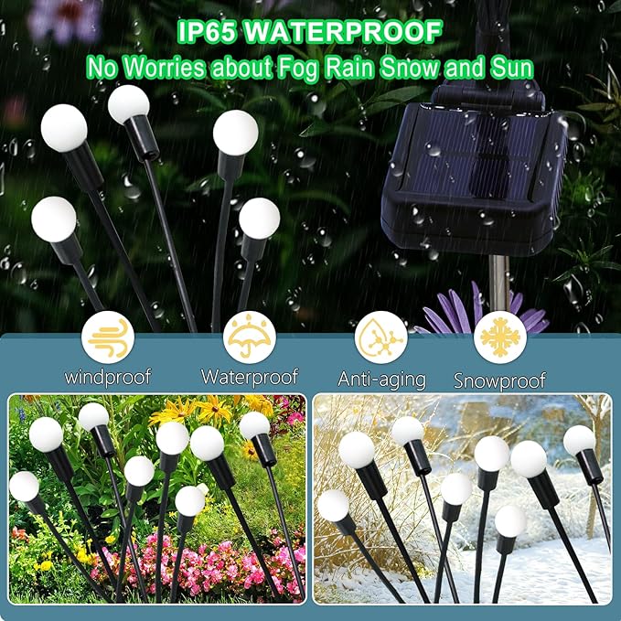 Kohlrabi Solar St Patricks Day Lights Outdoor, 2 Pack 16 LED Solar Green Firefly Lights, Waterproof Wind Swaying Light for St. Patrick's Day Irish Day Outside Yard Patio Decoration