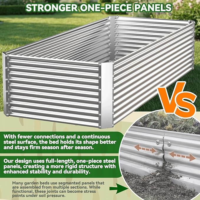 2 Pack Tall Corrugated Galvanized Steel Raised Garden Bed Outdoor, Metal Above Ground Garden Bed for Vegetables and Flowers, Rectangle Raised Beds for Gardening-3x2FT