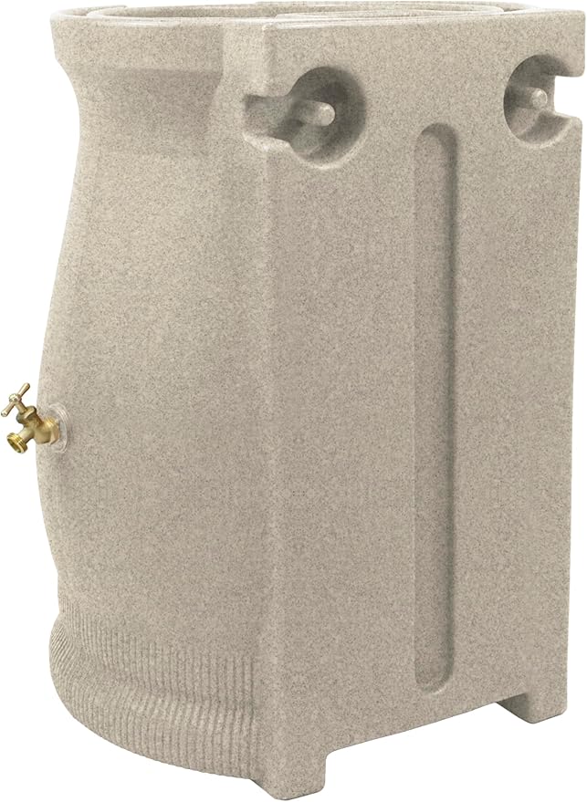 Good Ideas RWUrn50-SAN Rain Wizard Rain Barrel Urn, 50 Gallon, Sandstone