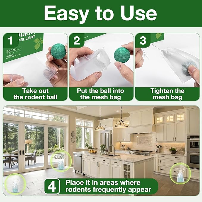 Mouse Rodent Repellent, 36 Pack Peppermint Oil Mouse Traps for Rat Mice, Ant, Roach, Spider, Squirrel, Nature Mouse Deterrent for Indoor Outdoor Use, for Garden & Home, Family & Pet Safe
