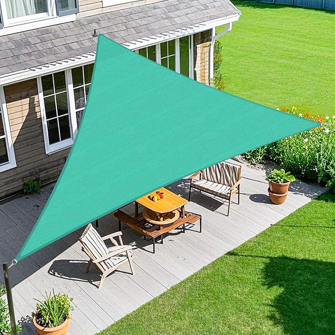 Amagenix Sun Shade Sail 7X8X10.6 Curved Edge Outdoor Shade Canopy Turquoise Breathable 95% UV Block Shade Cloth for Patio Garden Backyard (We Make Custom Size)