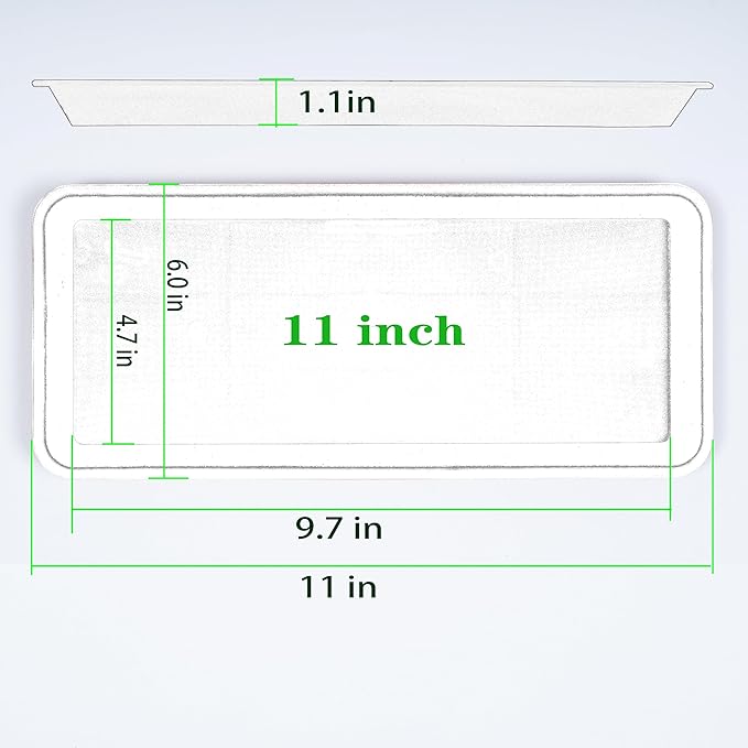 VUWEZ 6 Pack Plastic Plant Tray Saucer Rectangular, Heavy Duty Planter Saucers for Indoors, Plant Water Drip Trays for Flower Pot Planter, Windowsill Pot Tray, Seed Starting Growing Trays