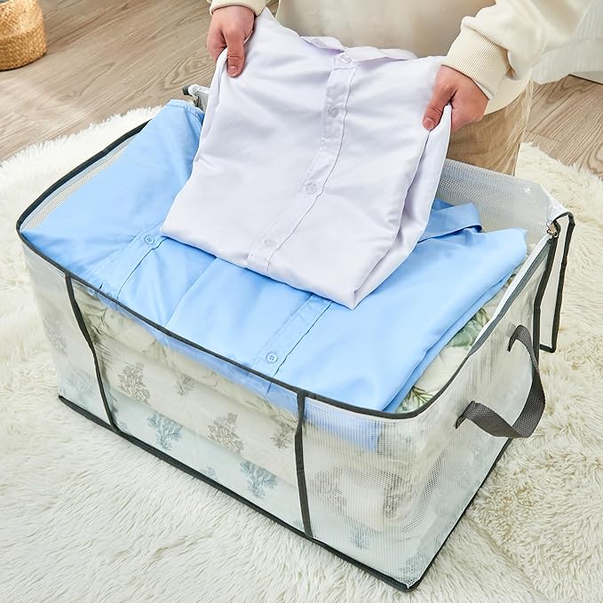 80L Clear Large Storage Bag for Clothes Comforters Blankets Pillows Bedding
