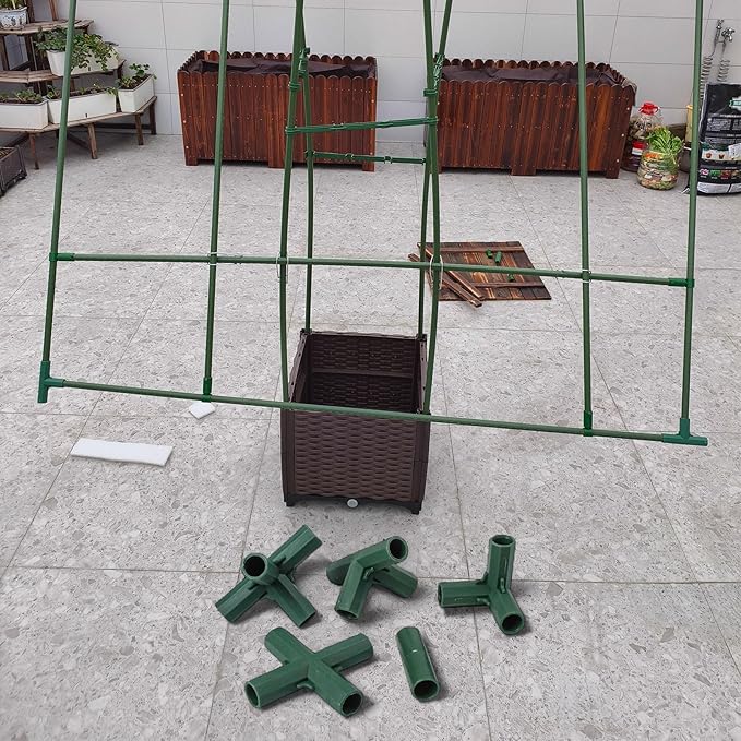 36 Packs Greenhouse Frame Connectors for 16mm Tubes, 6-Way Plastic Garden Structure Fittings with 3/4/5-Way Corners Tees for DIY Cold Frames, Plant Shelters and Shelving Units, Green
