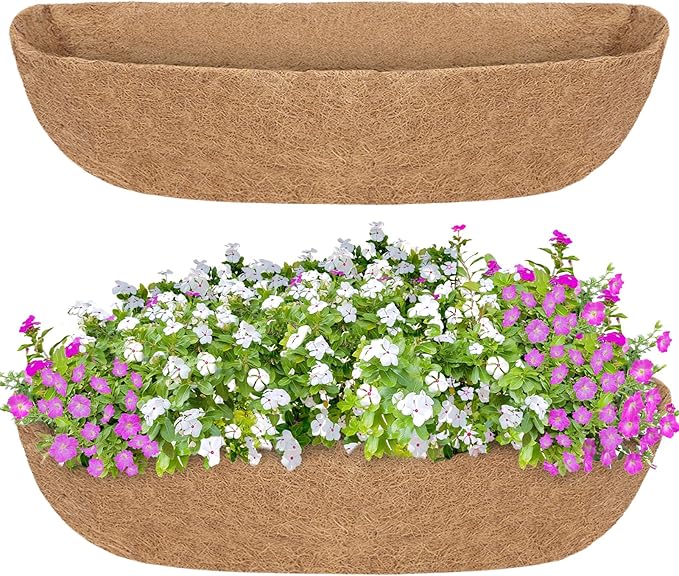 GreatBuddy 2 Pcs Coco Liners for Planters 36 Inch, Sturdy Window Box Liners, Perfect Planter Liners Replacement for The Old, 100% Natural, Easy to Straighten Out