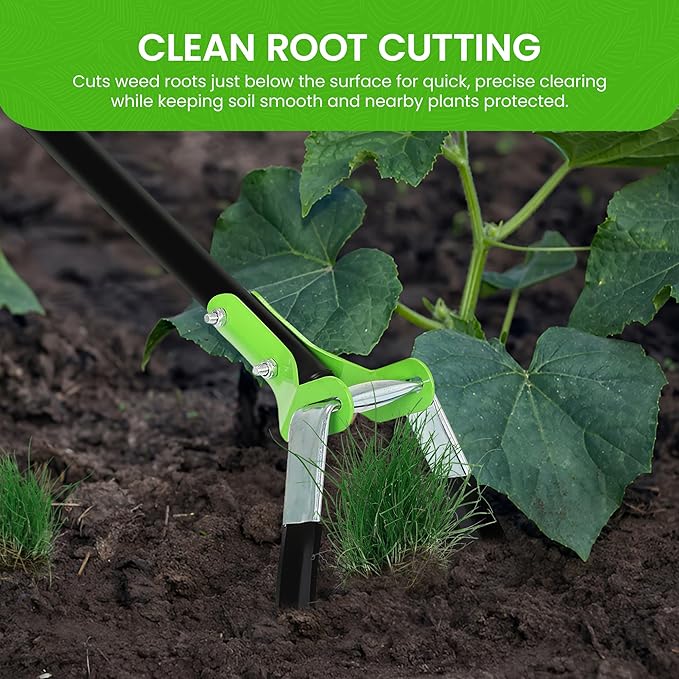 Garden Guru Action Stirrup Hoe Garden Tool with Ergonomic Handle – Rust Resistant Heavy Duty Steel Loop Hoe for Weeding, Planting, Sowing Seeds, Making Furrows & Soil Cultivation (4 Pack)