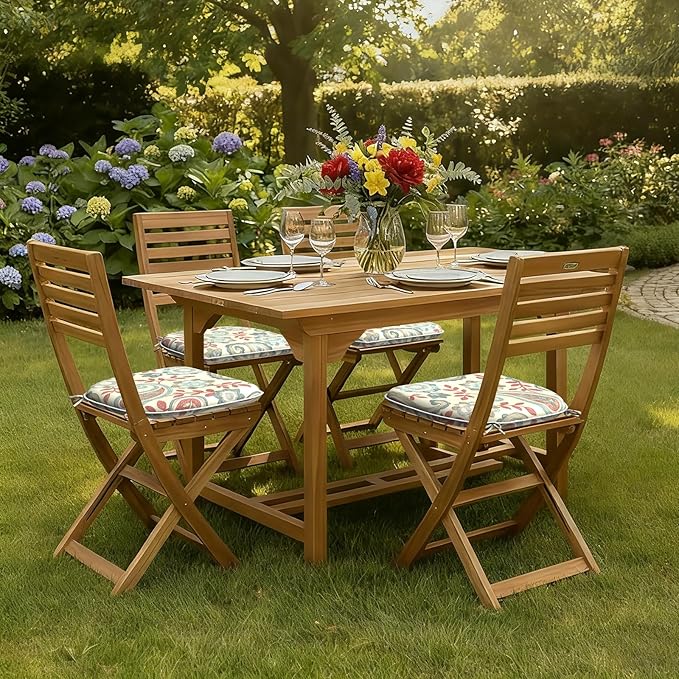 DYTXIII Set of 4 Outdoor Chair Cushions with Ties,Water Repellent Patio Chair Pads 17"x 16" for Outdoor Furniture,Round Corner Seat Cushions for Garden Yard Kitchen Paisley Vintage