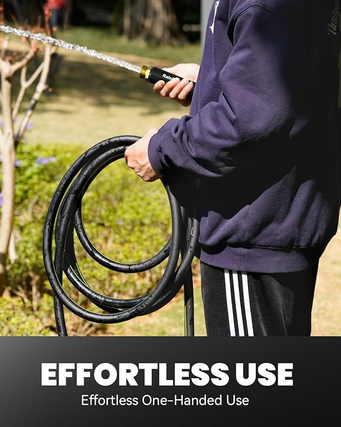 RAINPOINT Short Leader Garden Hose 15ft x 5/8", Water Hose Heavy Duty, Flexible, Lightweight Durable Hybrid Hose with Swivel Handle for Yard, Car Wash, Pets, No Kink, Female to Female Fittings