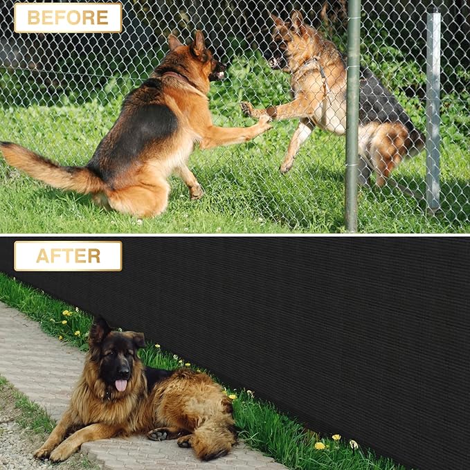 Privacy Fence Screen 5' x 9' Fencing Cover Heavy Duty Mesh Windscreen Cloth for Outdoor Garden Patio Backyard Chain Link Fence Black
