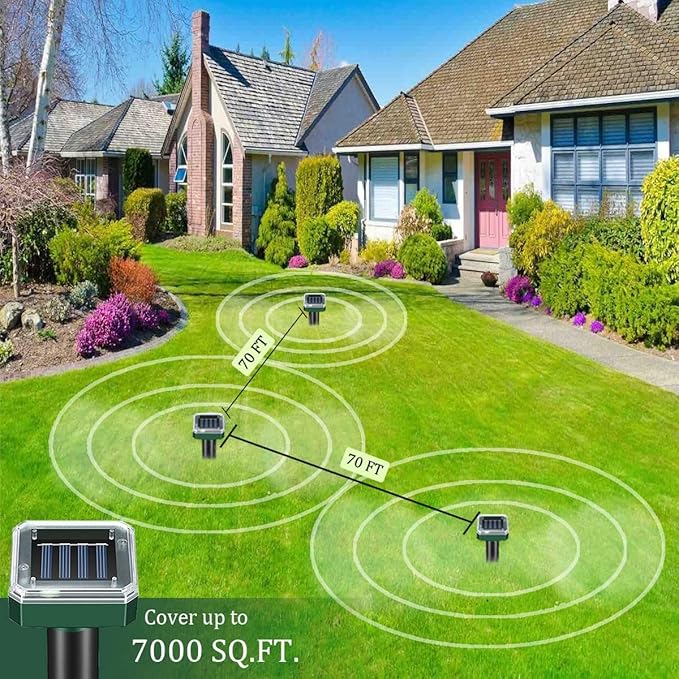 Mole Repellent Solar Powered, 8 Pack Waterproof Ultrasonic Gopher Vole Repellent Outdoor, Rat, Squirrel, Skunk, Repellent for Lawn Garden Yard