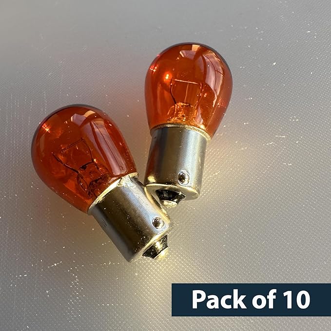 Diximus Pack of 10 Bulbs 1141 S8 Amber Low Voltage Landscape Light Bulbs 12V 21W BA15s Bayonet 21W Lamp (Amber)