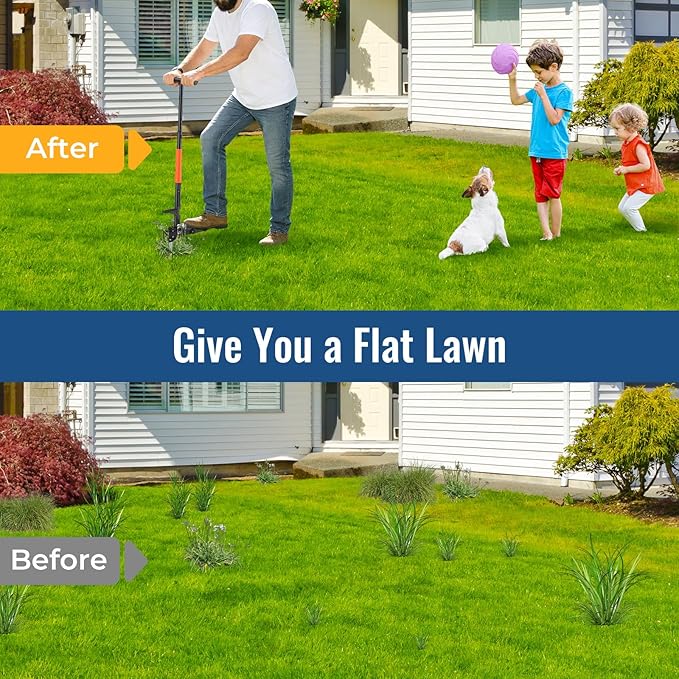 Stand Up Weed Puller with Quick-Release Ejector& Foot Pedal-Easily Remove Weeds Root Without Bending, Pulling or Kneeling! 41" Adjustable T-Handle, 4-Claw Steel Head Tool for Effortless Garden Weeding