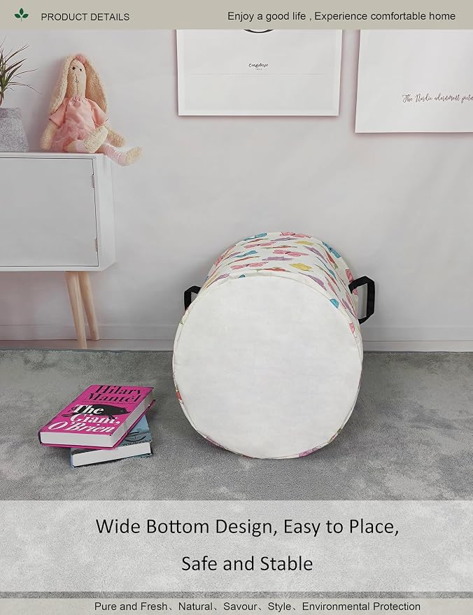 Round Butterfly Laundry Hamper Waterproof Fabric Home Storage