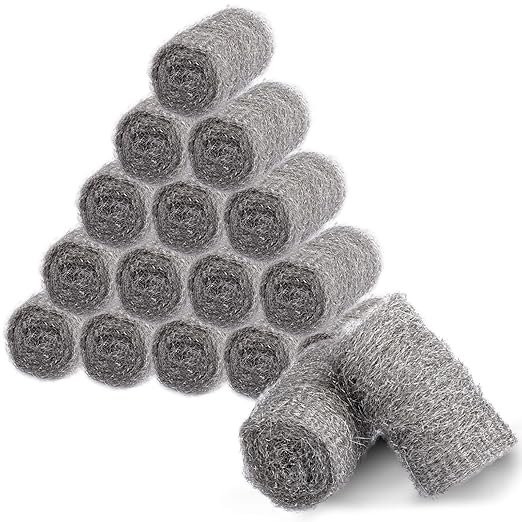 Alabrocon Bulk Steel Wool Roll Kit, Steel Wool 0000 15PCS, 15 Pack × 1.6FT | Gap Blocker, 0000 Steel Wool Keep Mice Away from Holes, Siding, Pipeline, Vents in Garden, House, Garage