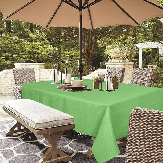 Outdoor Tablecloth Wrinkle-Free Stain Resistant Waterproof Polyester Fabric Table Cover with Zipper Umbrella Hole for Picnic/Party/Dinner/Patio Garden(60×84inch,Zippered,Olive Green)