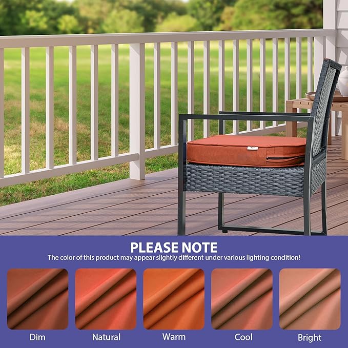 IPYNBAP Outdoor Chair Cushions Set of 4 -Waterproof Outdoor Seat Cushions for Patio Furniture, Patio Chair Cushion with Handle and Ties, Round Out Door Chair Pads,17" x 16" x 2", Spice