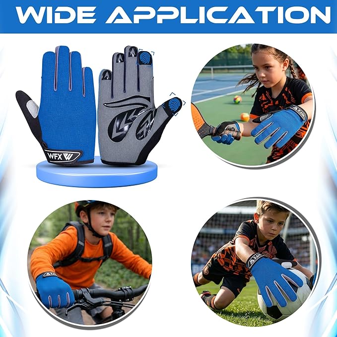 WFX Cycling Gloves Toddler Mountain Bike Handlebar Grips Gel Padding Full Finger Baseball Glove Workout Football Gloves Youth Boys 6-12 Kids Gardening Gloves MTB Gloves