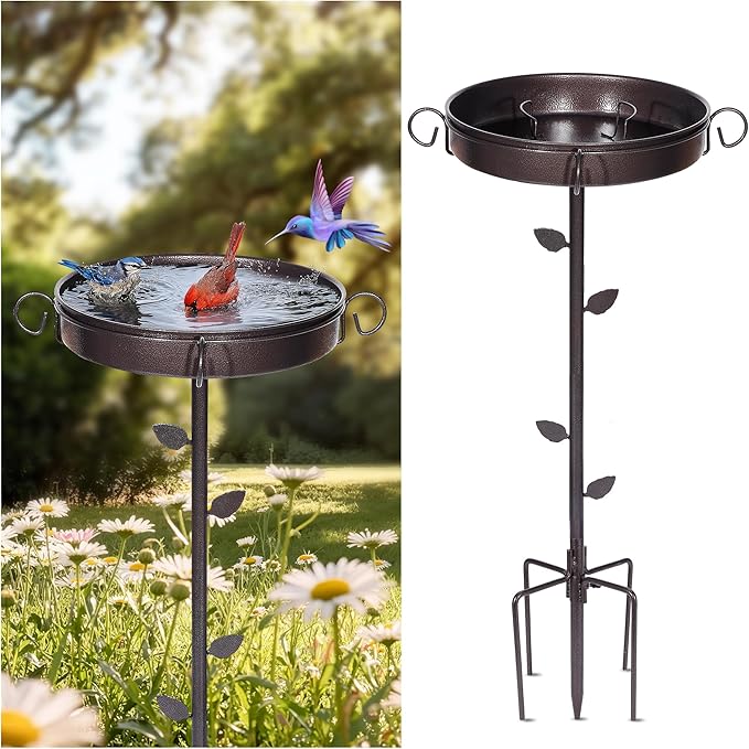 35 in Metal Bird Bath for Outside,12 in Dia Bowl with Upgraded 5-Pronged Base,Freestanding Bird Feeder Stand for Patio,Lawn,Garden