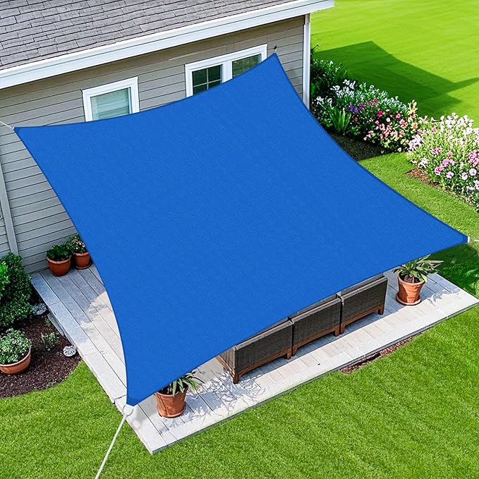 Amagenix Sun Shade Sail 6X14 Curved Edge Outdoor Shade Canopy Blue Breathable 95% UV Block Shade Cloth for Patio Garden Backyard (We Make Custom Size)