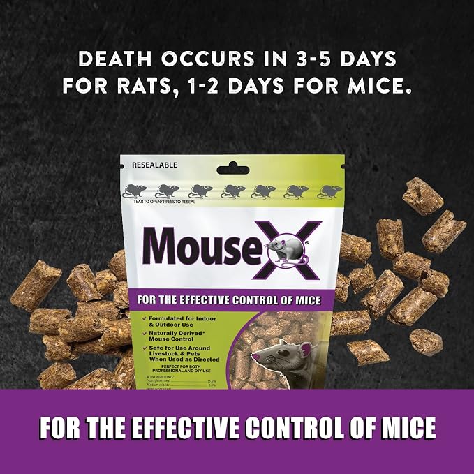 MouseX Rodent Control Bait Trays for Rats & Mice – Poison Free, Pet Safe |Indoor & Outdoor Use Pellets |3 oz Trays - 8 Pack
