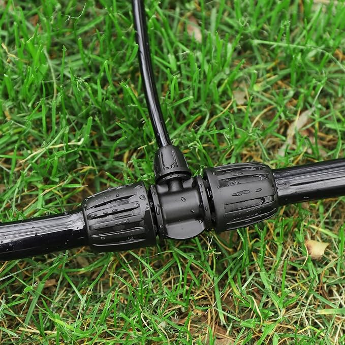 Locked Barbed Tee Connectors,1/2 Inch to 1/4 Inch Irrigation Tubing Fittings Kit for (1/2'' ID x 0.60''-0.63'' OD) 16mm Drip Tubing (10 Pcs Barbed Tee 3-Way)