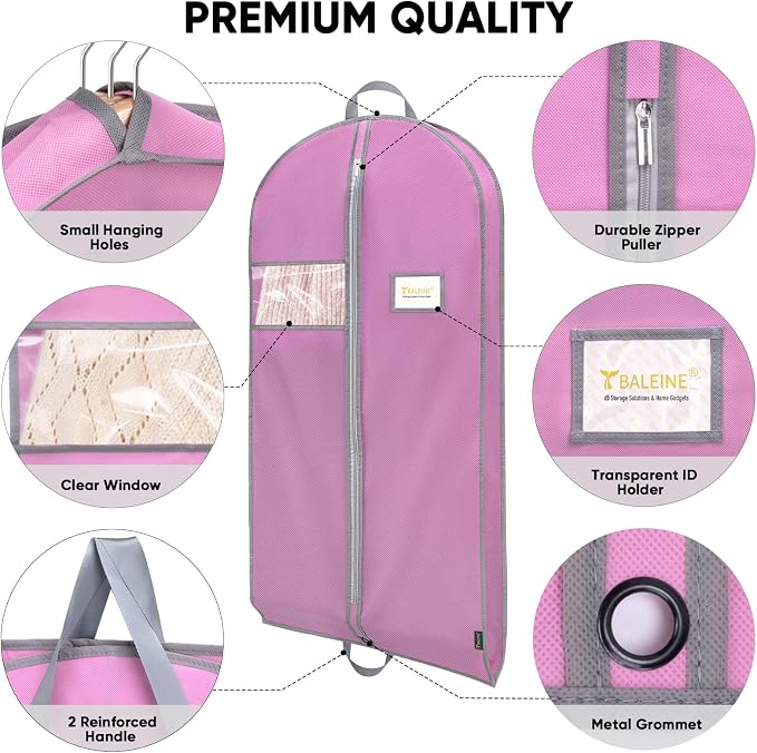 BALEINE 1PK Garment Bags for Hanging Clothes, 54" Suit Bag for Travel