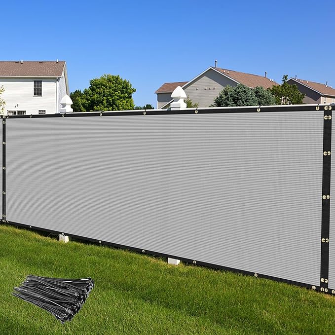 Privacy Fence Screen 5' x 300' Fencing Cover Heavy Duty Mesh Windscreen Cloth for Outdoor Garden Patio Backyard Chain Link Fence Gray