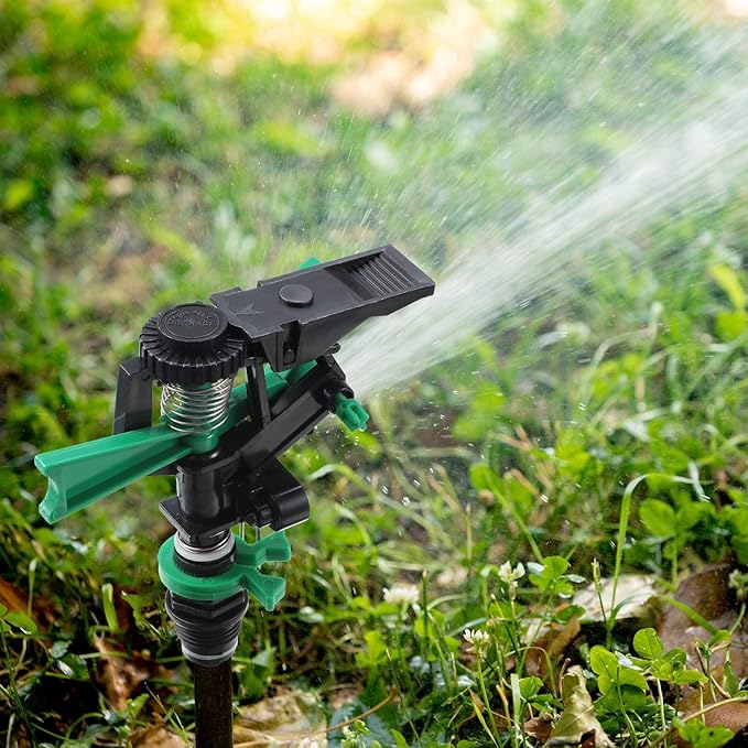 Honoson 1/2 Inch Plastic Impact Sprinklers Heads Adjustable 0-360 Degree Pulsating Oscillating Watering Sprinkler Head for Garden Law Grass Yard Irrigation Supplies (8 Pcs,Green)