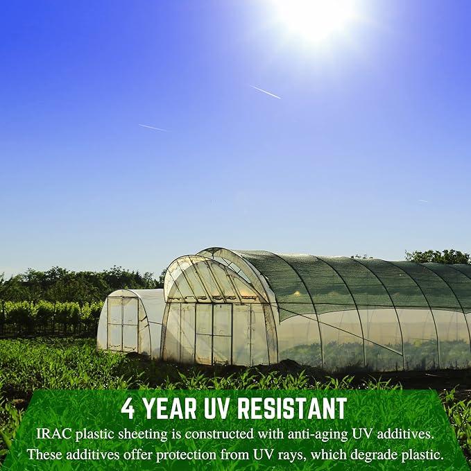 Farm Plastic Supply - Clear IRAC Greenhouse Plastic Sheeting - 6 Mil - (50' x 80') - 4 Year UV Resistant Infrared Anti-Condensate Green House Covering Thermal Greenhouse Plastic 6 mil