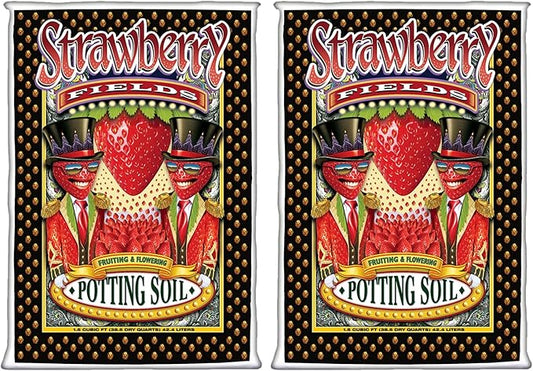 FoxFarm Strawberry Fields Fruiting & Flowering Potting Soil, 1.5 Cu.ft (Pack of 2) - Designed to Pump Up Your Blooms, Fruits, and Berries - Made for the Fruiting and Flowering Stages of Plants