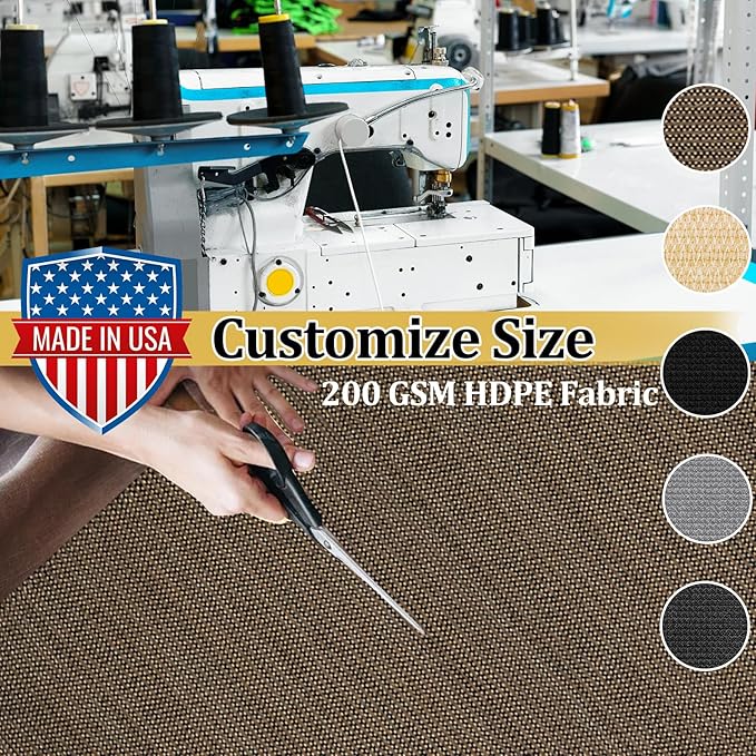 Shade&Beyond Customized Size 5' X 19' Shade Cloth with Grommets, 90% UV Protection UV Protection Mesh Tarp Sun Screens for Patio GN01, Mocha