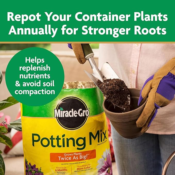 Miracle-Gro 3 Pack Potting Soil Mix for Container Plants, Flowers, Vegetables, Shrubs, Annuals, and Perennials, Feeds for Up to 6 Months, 2 Cu Ft