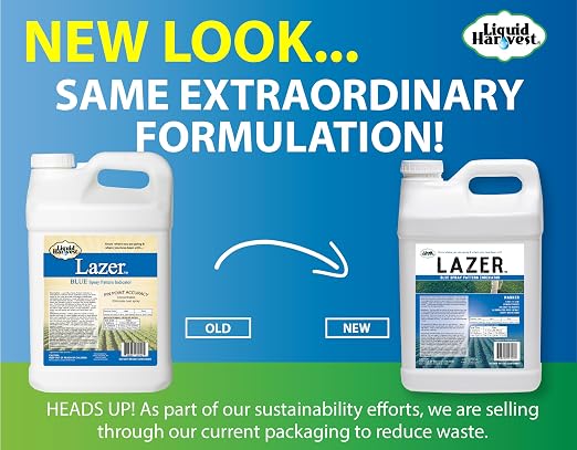 Liquid Harvest Lazer Blue Concentrated Spray Pattern Indicator - 2.5 Gallon- Perfect Weed Spray Dye, Herbicide Dye, Fertilizer Marking Dye, Turf Mark and Blue Herbicide Marker