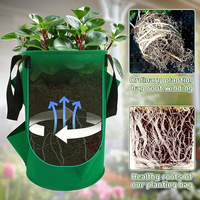 Augshy 3 Pack Upside Down Strawberry Planter Bags, 3 Gallon Hanging Grow Bags 6 Pockets with 3 Hooks Tomato Planter Topsy Turvy Planter for Strawberry Tomato Herb Vegetables House Garden