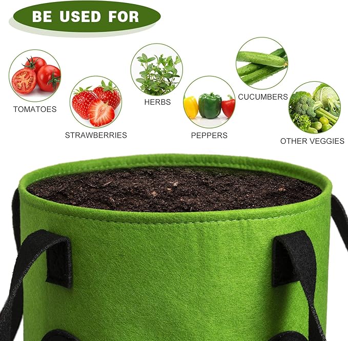 Homyhoo 2 Pack Black and Green Upside Down Tomato & Herb Planter, Hanging Durable Aeration Fabric Strawberry Planter Bags