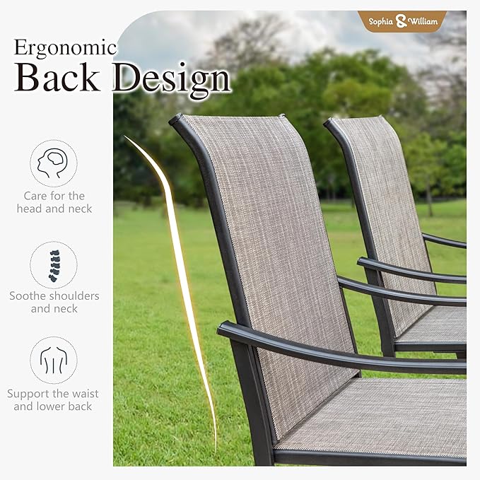 Sophia & William Patio Dining Chairs Set of 2, Outdoor Swivel Chairs with Breathable Textilene Fabric, Rustproof for Lawn Garden Support 350lbs