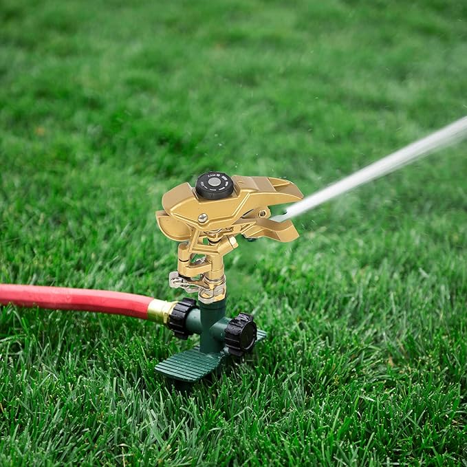 Hourleey 1/2 Inch Zinc Impact Sprinkler, Heavy Duty Lawn Sprinkler Head with Nozzles, Adjustable 0-360 Degree Impulse Watering Sprinklers for Large Coverage Garden Grass Yard Irrigation
