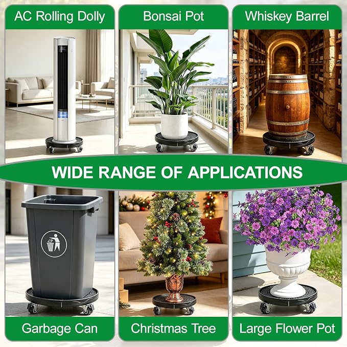 Expandable Plant Caddy with Lockable Wheels | 15–19.7in Adjustable Rolling Plant Dolly, Heavy Duty Wheeled Stand for Round Planters, Tower Planters & Storage Bins