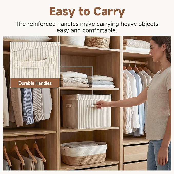 StorageWorks Storage Bins with Lids, Fabric Closet Storage Bins, Large