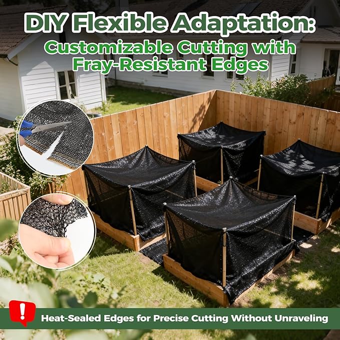 55% Shade Cloth for Garden,HDPE Cuttable Sun Shade for Plants,Mesh Garden Shade Cloth for Greenhouse Vegetables,Plant Heat Protection Black Cover for Patio Raised Bed (6×10FT)