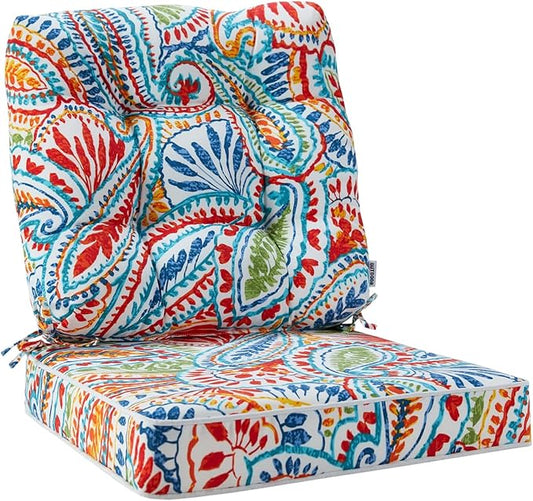 JMGBird Outdoor Chair Cushions Set - 22"x22" Deep Seat & Back Cushions, Water-Resistant Tufted Pillows for Patio Furniture