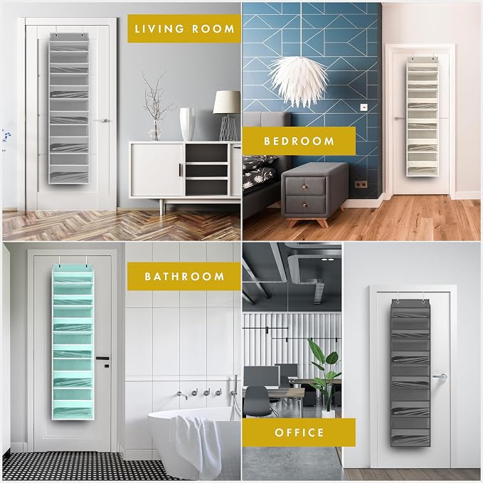 HOMELUX THEORY Over the Door Organizer, 6-Tier, 100D Fabric, Baby Blue 2pc | Over the door shoe organizer, 50 lbs capacity, 12 side mesh pockets, 100D extra thick fabric, Closet & entryway storage