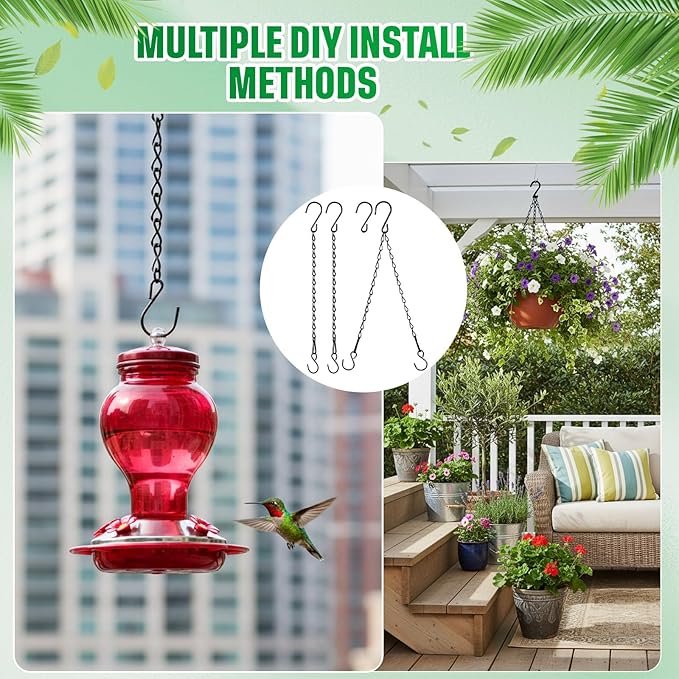 EBOOT 2 Pcs Hanging Chain for Bird Feeders, Planters, Lanterns and Ornaments (Black,19.7 Inch)