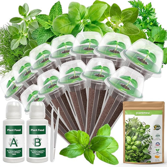 12-Pod Gourmet Herb Seed Kit Compatible with All Hydroponics, 7 Pack Varieties - Basil, Parsley, Thyme, Mint, Cilantro, Dill, Oregano - Universal Seed Starter Pods Easy to Grow, High Germination