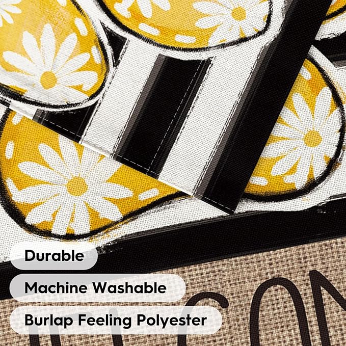 AVOIN colorlife Yellow Paw Print Spring House Flag 28x40 Inch Double Sided Outside, Daisy Floral Welcome Stripes Yard Outdoor Flag