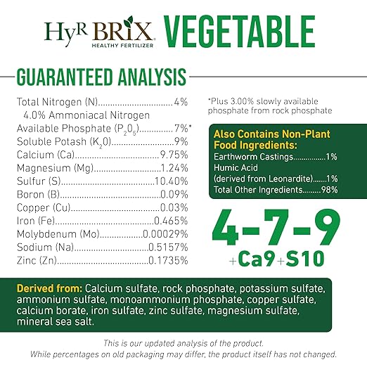 Slow-Release 4-7-9 Vegetable Fertilizer, 20lb Bucket - Garden Fertilizer with Calcium & Sulfur - Essential Micronutrients for Healthier Produce - Made for Variety of Crops