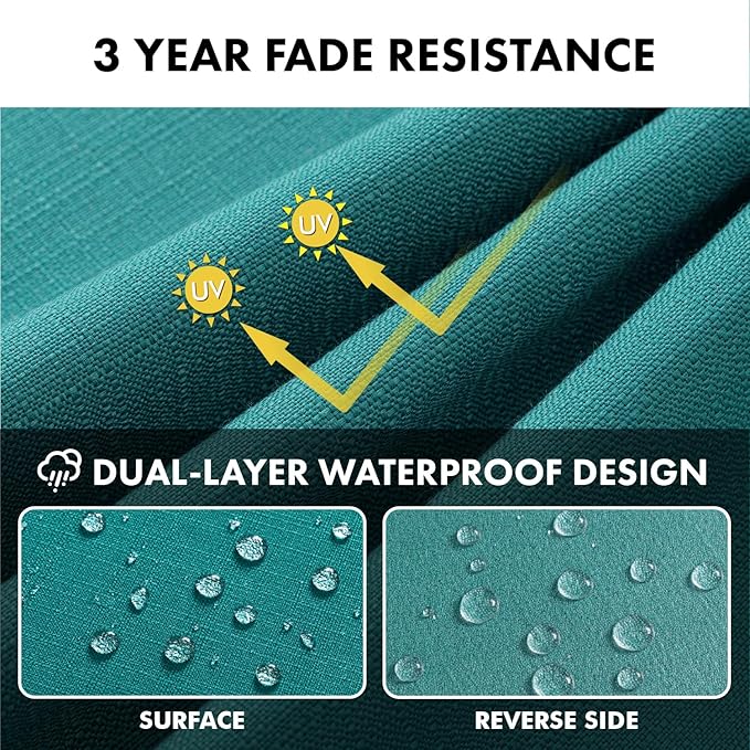 MIULEE Turquoise Outdoor Bench Cushion 45x18x3 Inch Waterproof 3-Year Color Fastness Patio Furniture Cushions for Porch Swing, Garden Bench Sofa Couch with Adjustable Ties No Slip Design