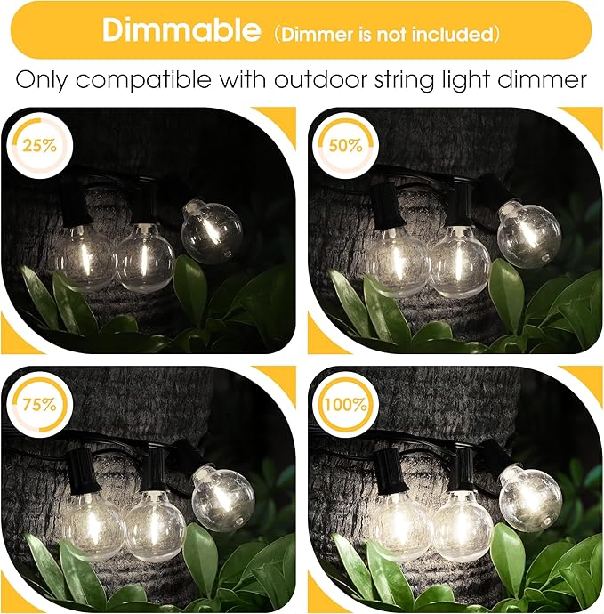 Mlambert G40 LED Replacement Light Bulbs for String Lights, Dimmable E12 Base Shatterproof Bulbs, 1W Equal to 5W, Neutral White 4000K, 25Pack, Not Solar