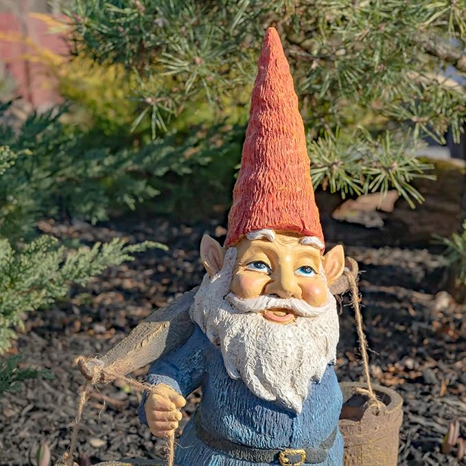 Zaer Ltd. Classic Spring Gnome Garden Statue in Assorted Styles (Gnome with Buckets)